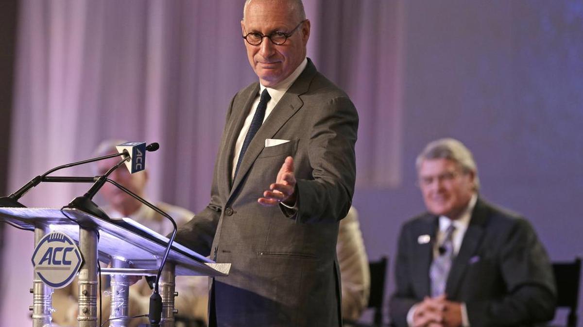 ESPN president John Skipper gestures as he talks about the new ACC/ESPN Network during a news conference Thursday at the Atlantic Coast Conference Football Kickoff in Charlotte, N.C.