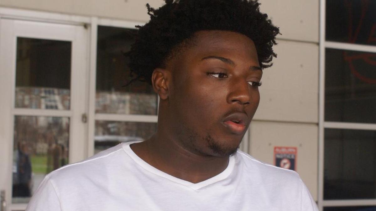 Taylor Tyler talking to reporters after taking an official visit to Auburn Sunday, Jan. 22, 2017.
