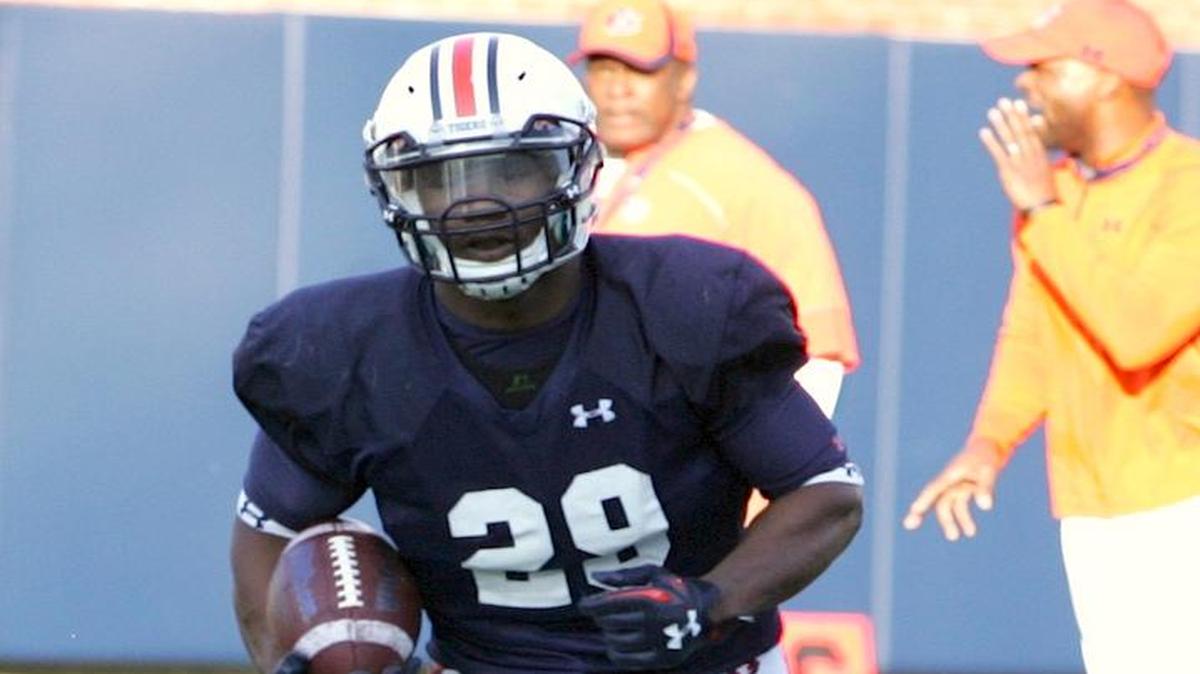 Auburn running back Jovon Robinson carries the ball at spring practice on March 8, 2016.