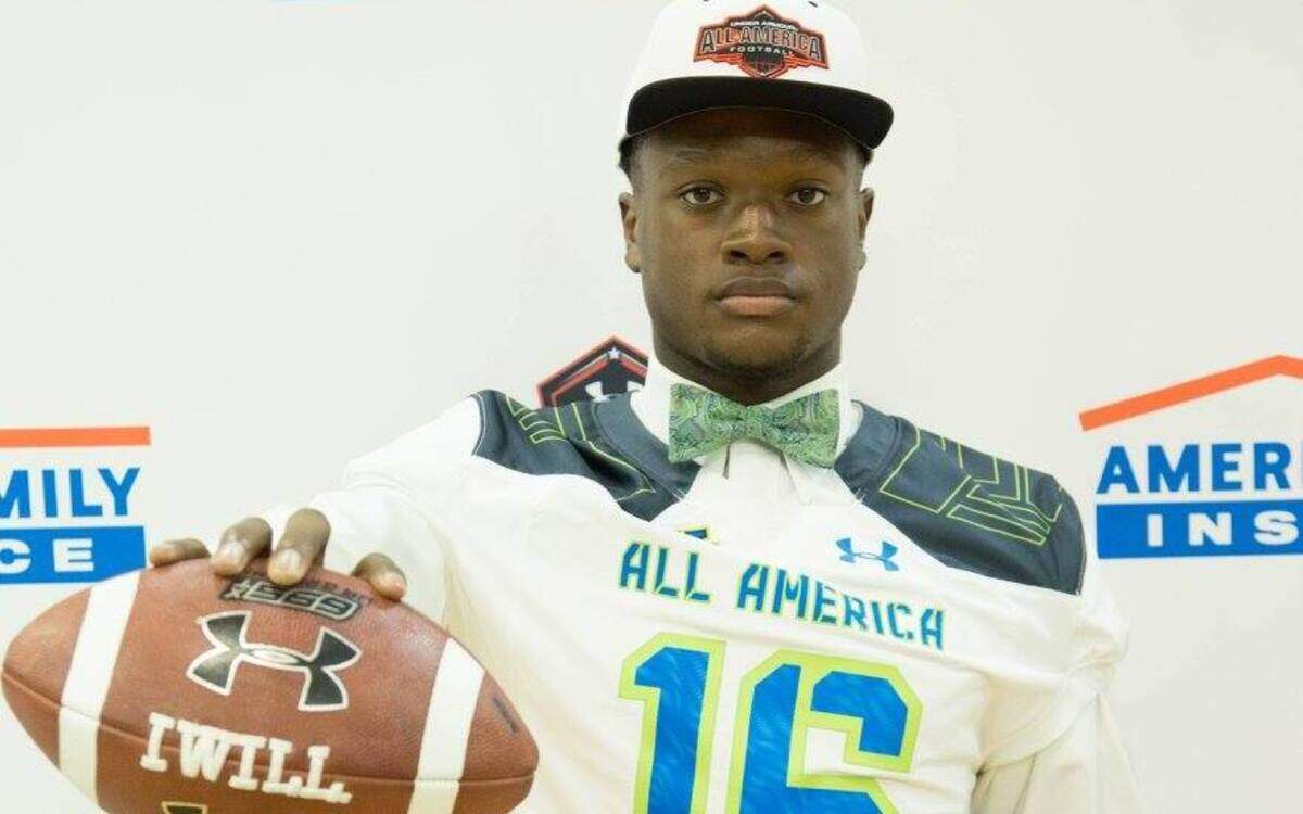 Linebacker Ben Davis poses for a photo after receiving his Under Armour All America jersey. (Courtesy)