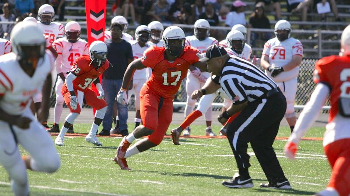 North Cobb linebacker Chandler Wooten, No. 17, watches the ball carrier during his team's annual spring game Friday afternoon.