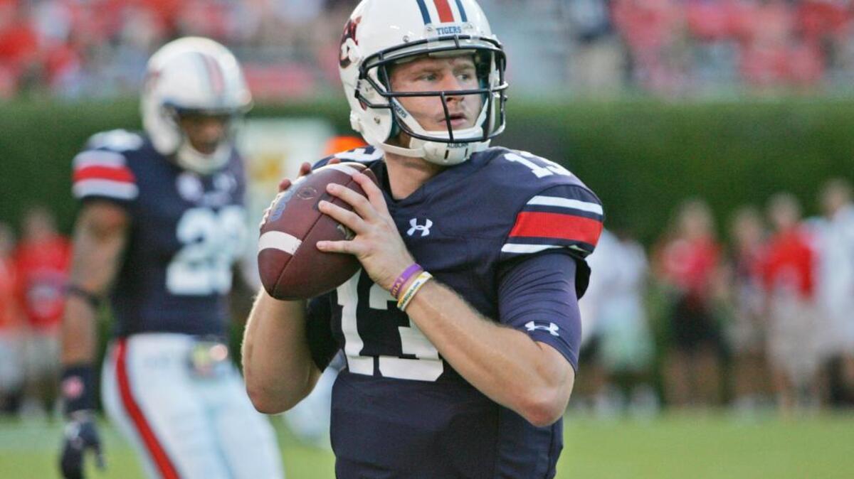 Auburn quarterback Sean White warms up before facing Arkansas St. Sept. 10, 2016 at Jordan-Hare Stadium.