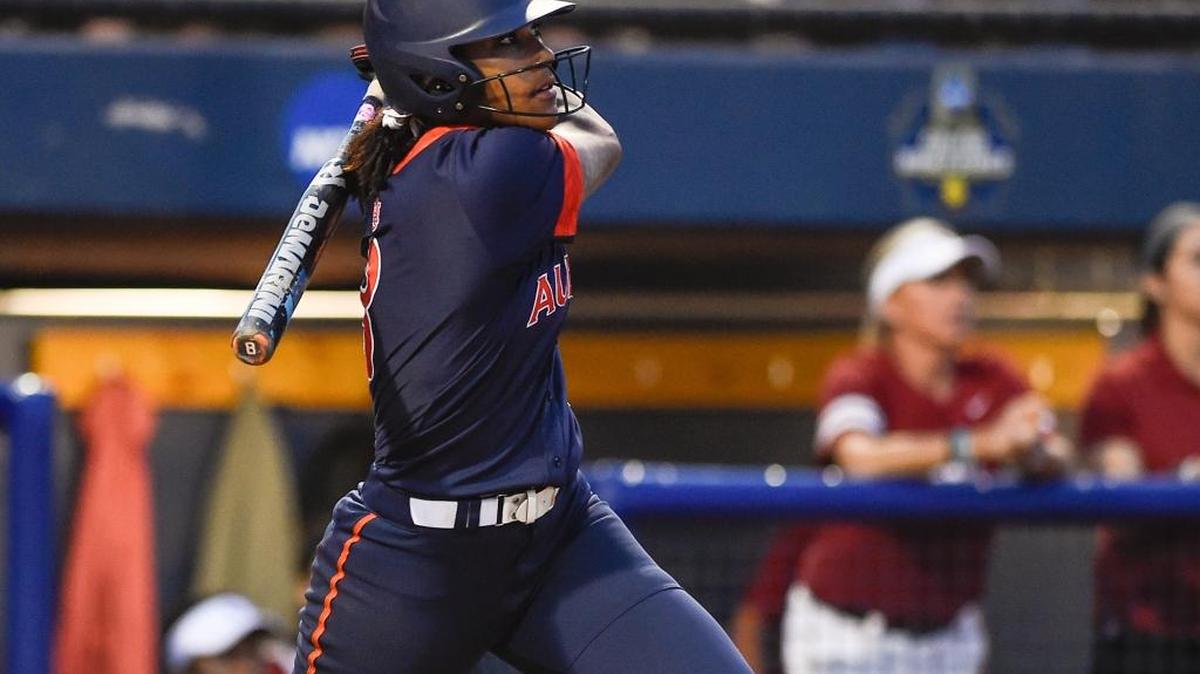 Auburn's Jade Rhodes bats during game one of the Women's College World Series on June 5, 2016.