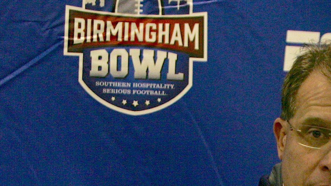 Auburn coach Gus Malzahn speaks at a press conference previewing the Birmingham Bowl at Legion Field Tuesday, Dec. 29, 2015. 