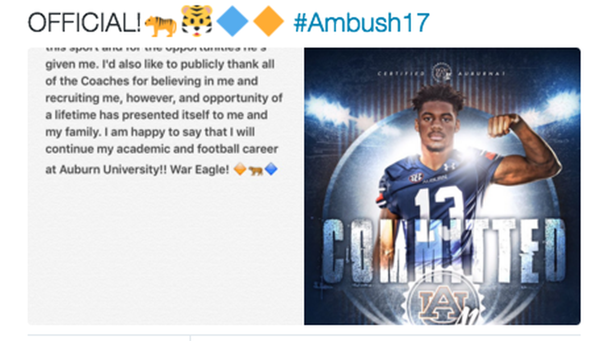 Defensive back Jordyn Peters verbally committed to Auburn Friday afternoon.