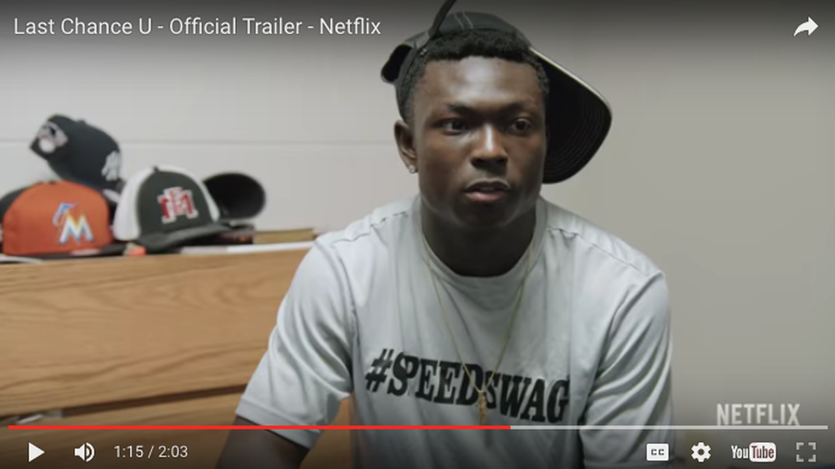 Auburn quarterback John Franklin III speaks to documentary filmmakers last fall.