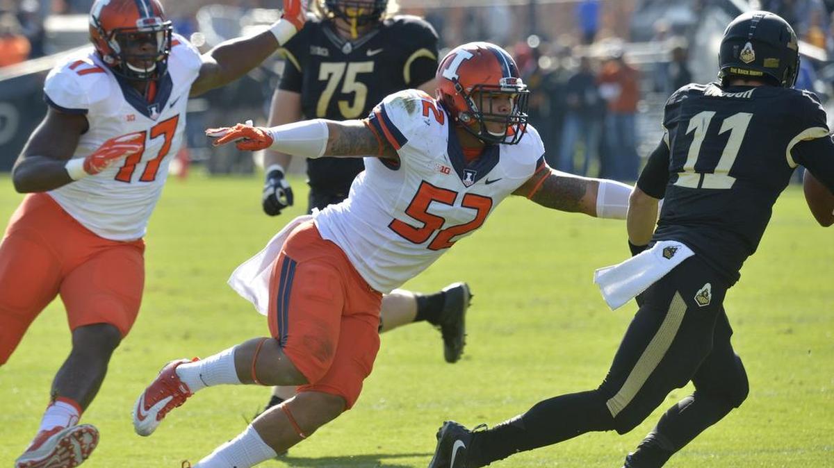 Former Illinois linebacker T.J. Neal, No. 52, arrived on campus at Auburn in late May as a graduate transfer.
