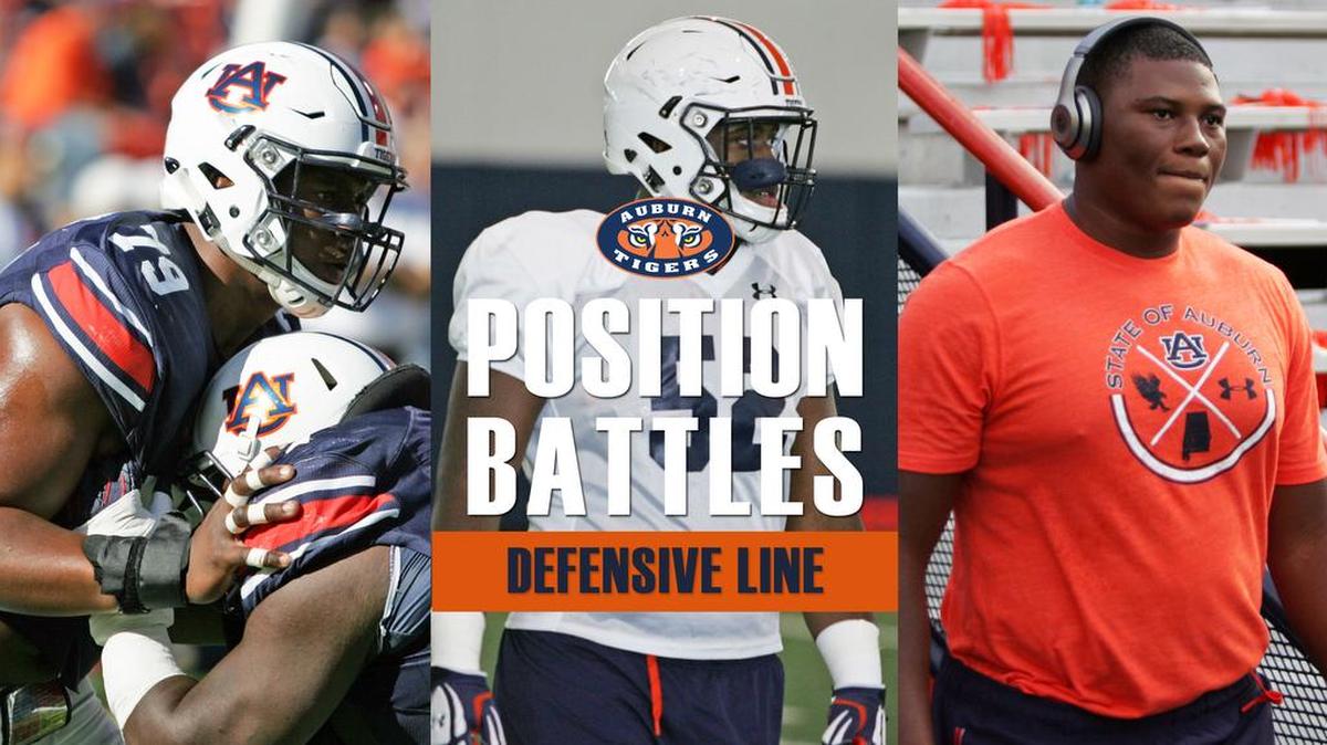 Auburn players competing for one of the starting spots on the defensive line include (from left to right) Andrew Williams, Antwuan Jackson and Derrick Brown.