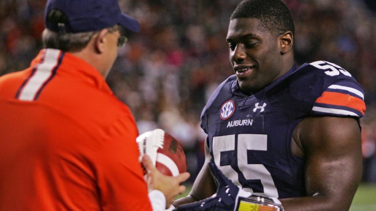 Auburn defensive lineman Carl Lawson participates in senior day before facing Alabama A&M Saturday, Nov. 17, 2016 at Jordan-Hare Stadium.