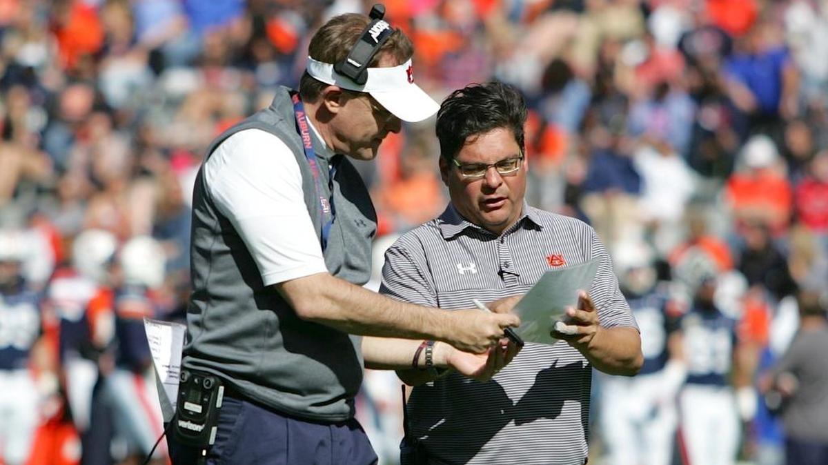 Auburn coach Gus Malzahn pictured during the program's spring game on Saturday, April 9, 2016.