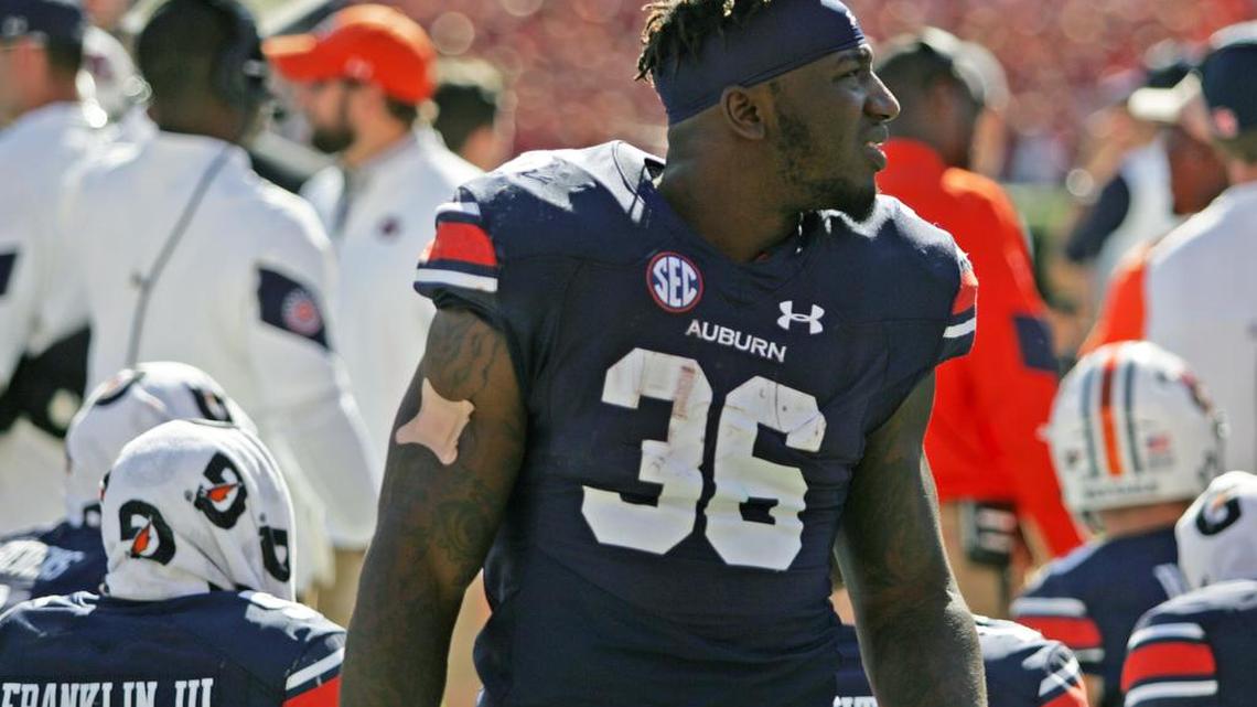 Auburn running back Kamryn Pettway on the sidelines during game against Vanderbilt Saturday, Nov. 5, 2016 at Jordan-Hare Stadium.