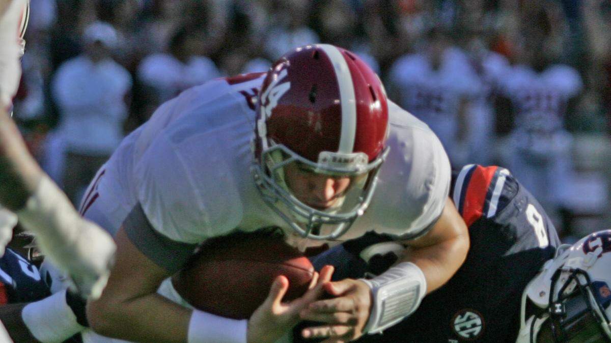 Auburn linebacker Cassanova McKinzy tackles Alabama quarterback Jake Coker Saturday, Nov. 28, 2015 at Jordan-Hare Stadium in the Iron Bowl.