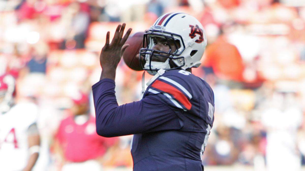 Auburn quarterback Jeremy Johnson warms up before the Iron Bowl at Jordan-Hare Stadium Saturday, Nov. 28, 2015. 