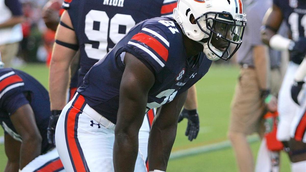 Auburn running back Kerryon Johnson, pictured warming up against Arkansas St., didn't return to the game against Mississippi State after injuring his leg in the first quarter.
