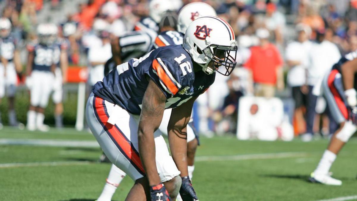 Auburn defensive back Jamel Dean lines up on A-Day at Jordan-Hare Stadium in April 2016.