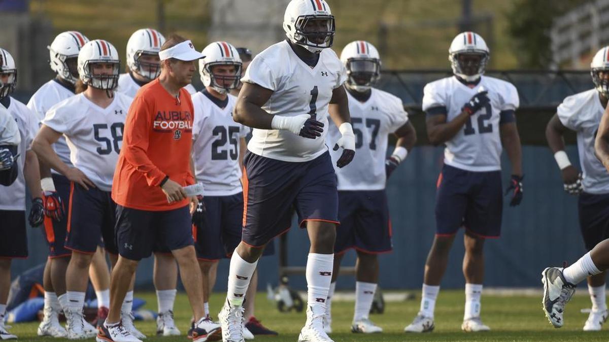 Montravius Adams Auburn spring football practice on Tuesday, March 1, 2016 in Auburn, Ala.