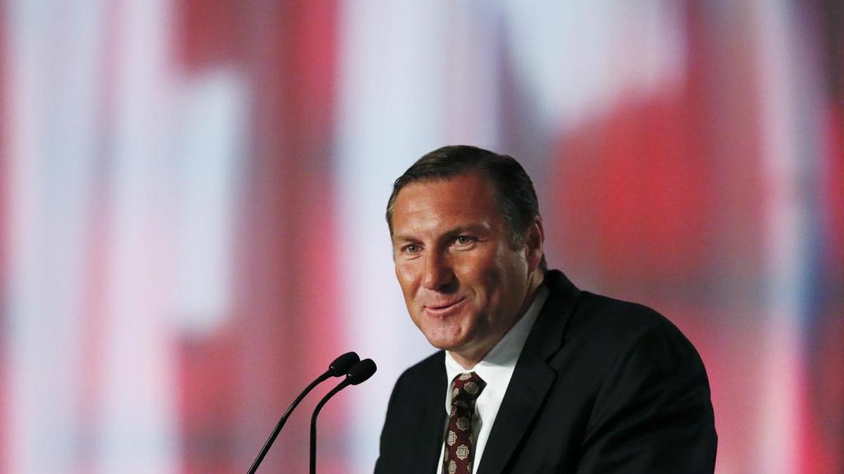 Mississippi State coach Dan Mullen speaks to the media at the Southeastern Conference NCAA college football media days, Tuesday, July 12, 2016.