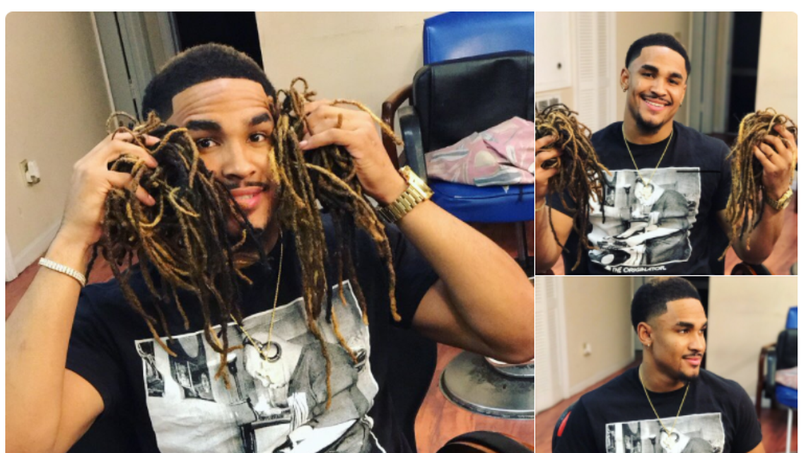 ‘Deal Was If We Won ... The Locs Had To Come Off.’ Alabama quarterback has new look