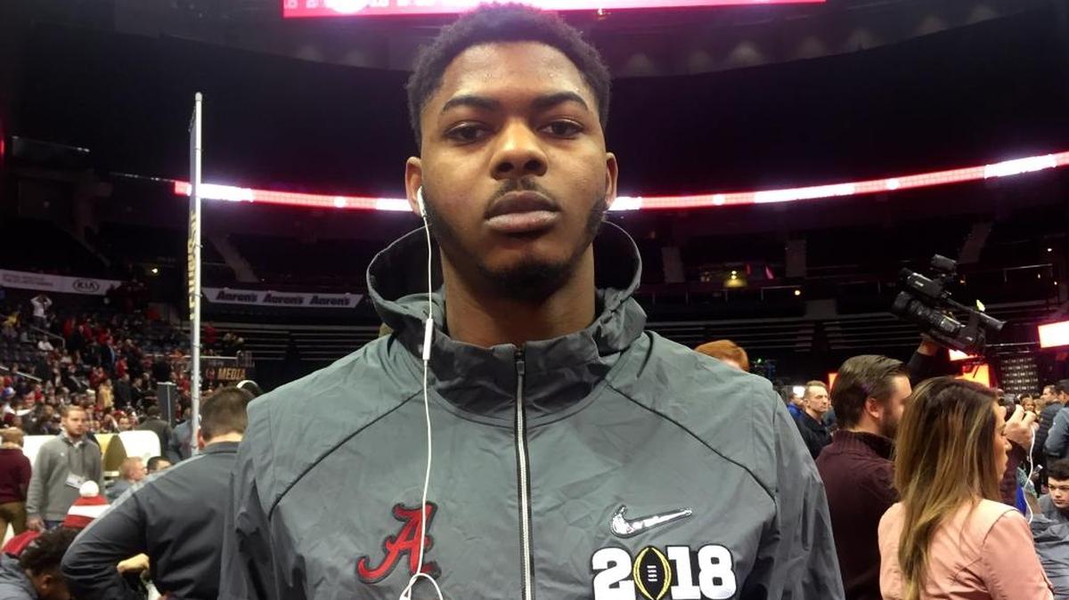 Former Carver standout Mekhi Brown, shown here at the National Championship Media Day in Atlanta, has consistently improved his game while at Alabama