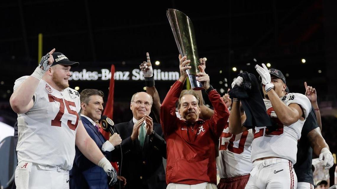 Alabama head coach Nick Saban makes his rounds through Chattahoochee Valley