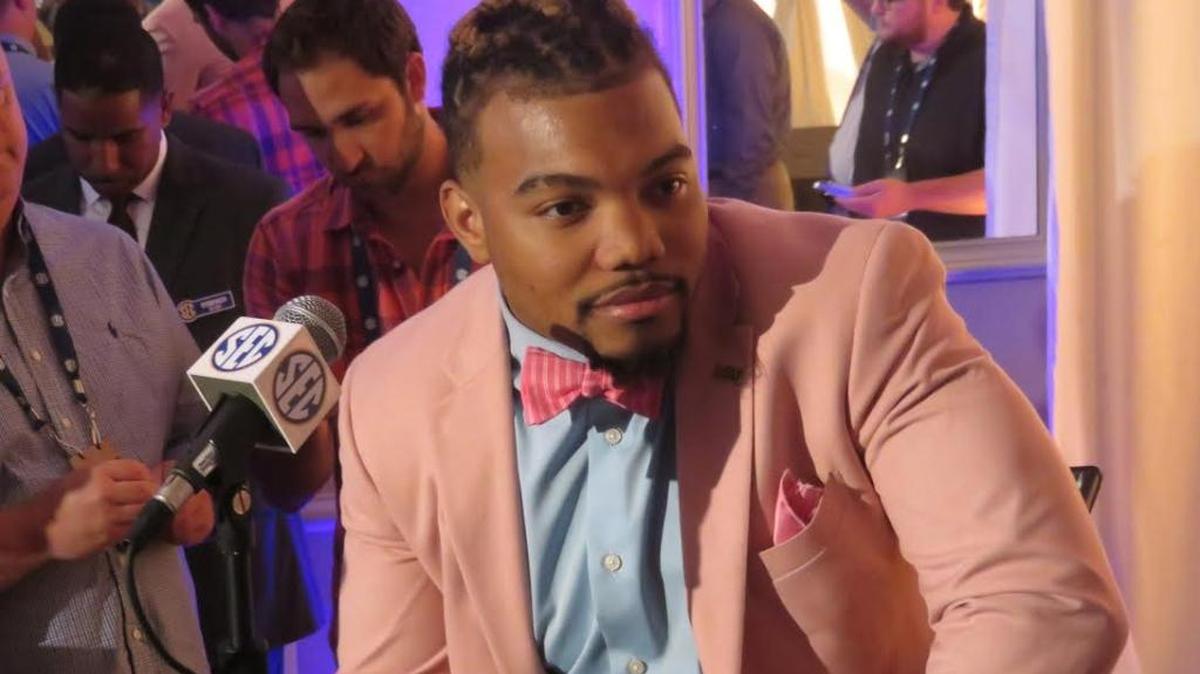 LSU running back Derrius Guice at SEC Media Days.