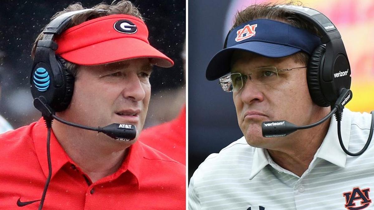 Kirby Smart (left) and Gus Malzahn (right).