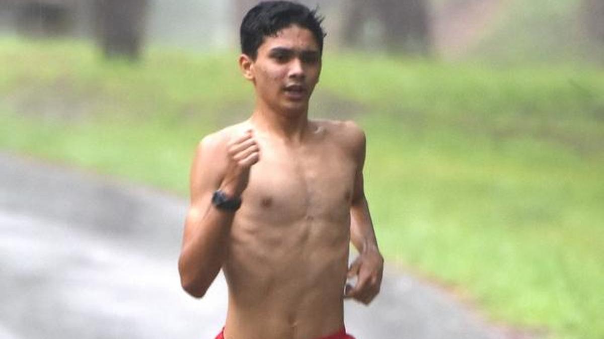 Columbus’ Alex Salgado, pictured here at the Flat Rock Park 5K, once again was the fastest of the local cross country runners