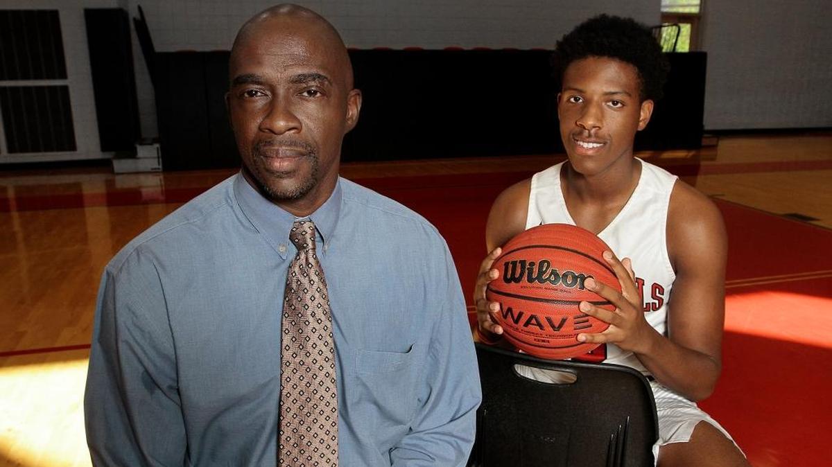 Central High senior Donald Jackson, right, has been selected as the 2017-2018 All-Bi-City Large School Boys Basketball Player of the Year, and Russell County coach Ronnie Battle has been selected as the Coach of the Year