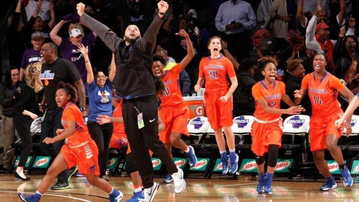 Columbus head coach Joe Cherrone and the Lady Blue Devils celebrated a state title win back in March, but the challenge now is making another run with a new starting five.