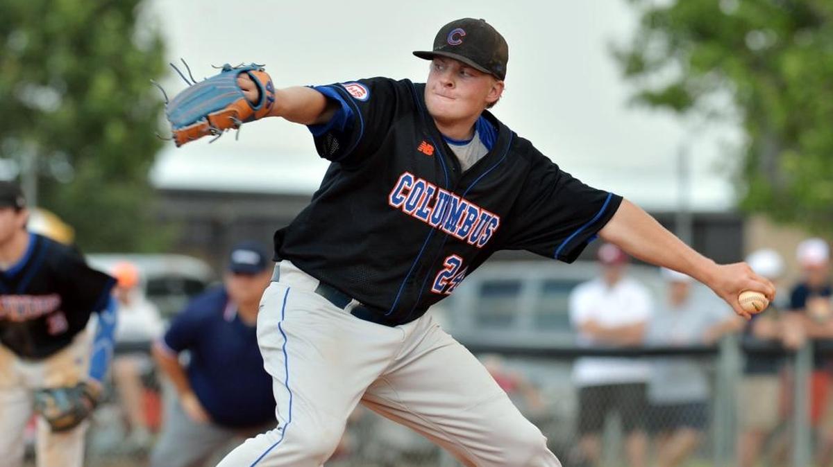 Columbus pitcher Cason Greathouse fires from the wind up against Houston County in the first game of a best of three series May 10 in Warner Robins, Ga.