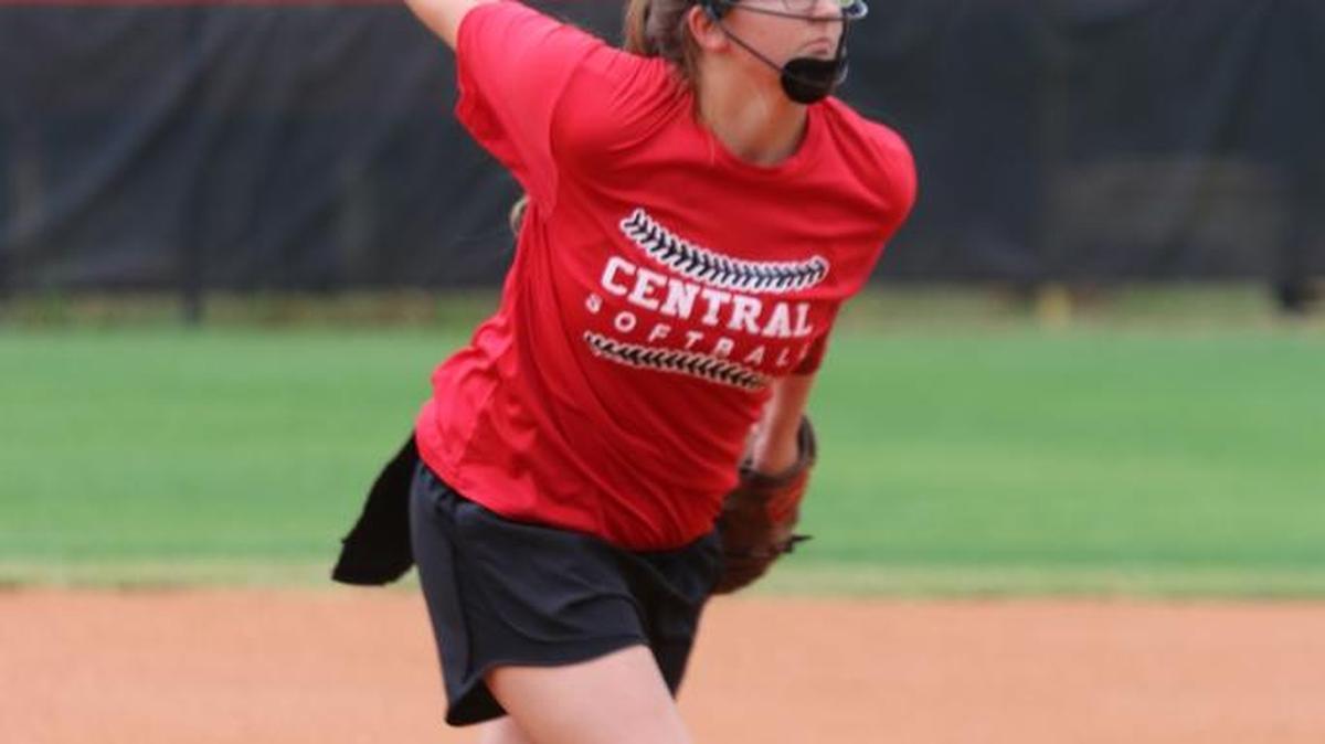 Sophomore Gracie Deaton throws a pitch during practice on Tuesday at Central.
