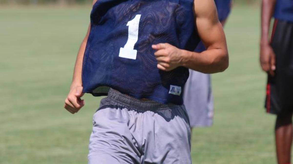 David Apiag works during a Northside practice this week. Apiag is a versatile option for the Patriots offense.