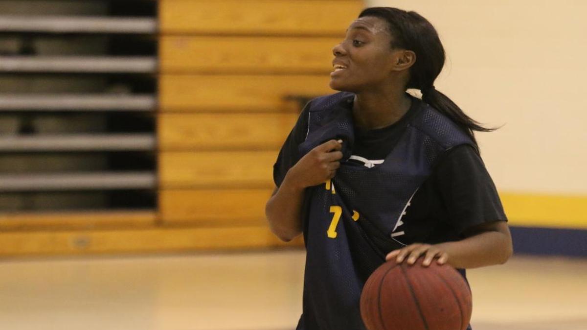 Kendrick senior Raven Baker calls out a play during a drill at the team's practice on Wednesday. The Lady Cherokees take on Beach in the Class 3A quarterfinals on Friday.