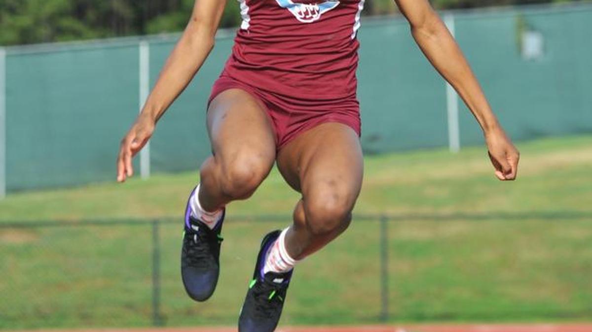 Carver’s Sadrea Mabry competes in the long jump during the Columbus Relays on Saturday.