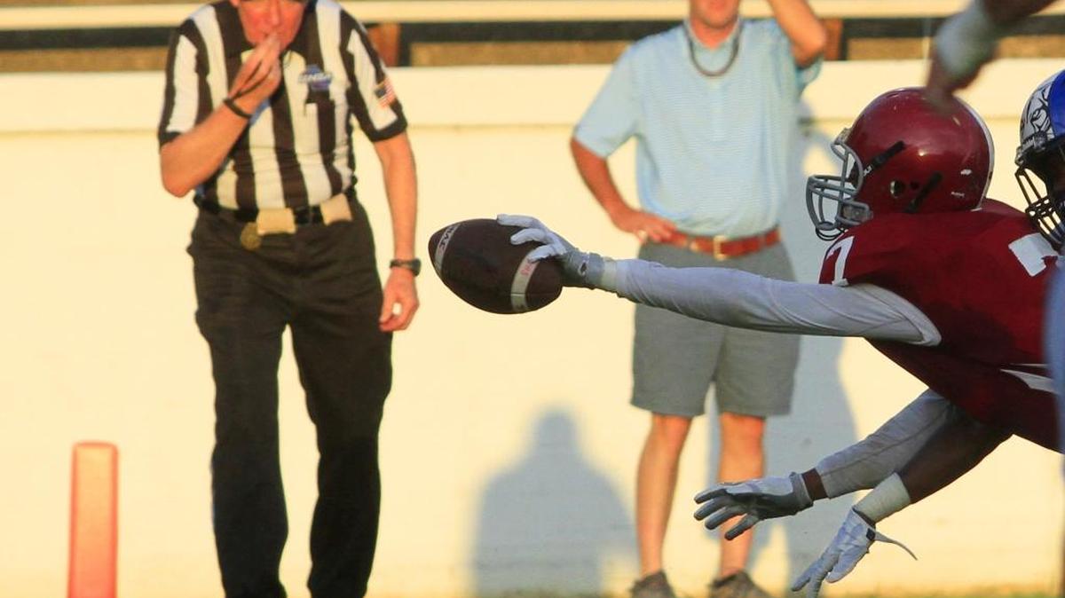 Jordan’s DeAndre Snead gets into the end zone for a touchdown against Brookstone last month.