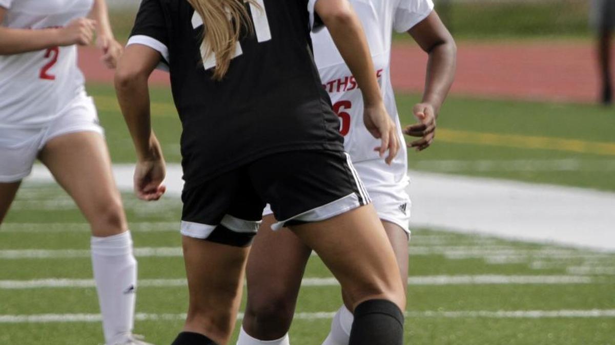 Northside High’s Biancee Banks battles for the ball against Northgate’s Caroline Yarbrough in GHSA Class 5A first round play at Kinnett Stadium Wednesday.