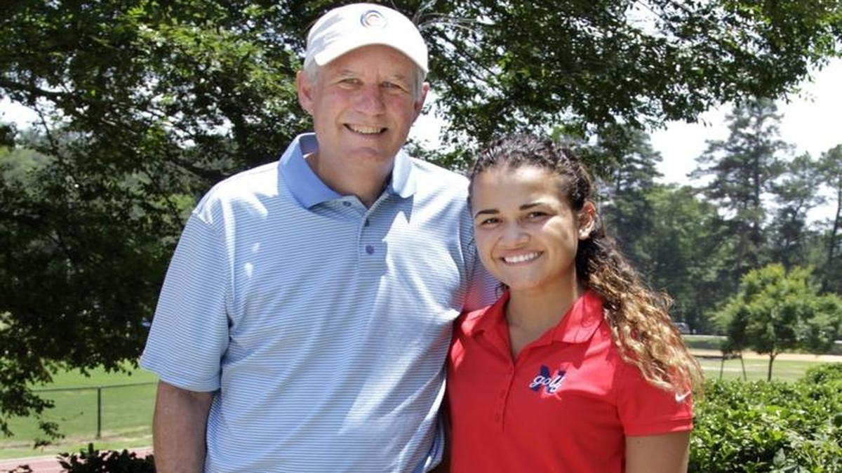 The All-Bi-City girls golf coach of the year is Chris Spraggins of Columbus High, and the girls golfer of the year is Isabel Rijos from Northside High. (Not pictured are boys coach of the year Chris Parker and boys golfer of the year Nolan Miller, both of Columbus High.)