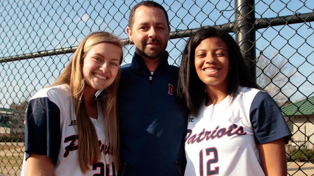 All-Bi-City Fall Softball Coach of the Year Brandon Jenkins of Northside High School with Pitcher of the Year Raelee Weaver (left) and Player of the Year Hannah George