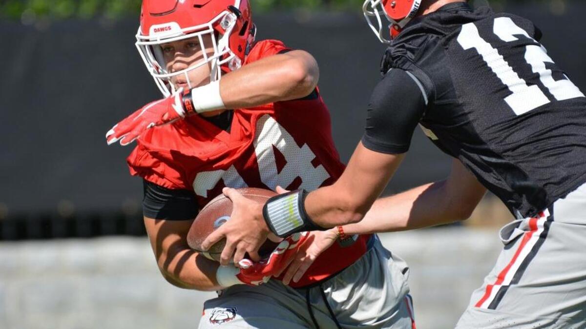 Tailback Prather Hudson during a Georgia practice last July. Hudson a redshirt sophomore made a name for himself last season as a versatile and productive special teams player. He started every game and made a big tackle in the Bulldogs’ Rose Bowl win over Oklahoma.