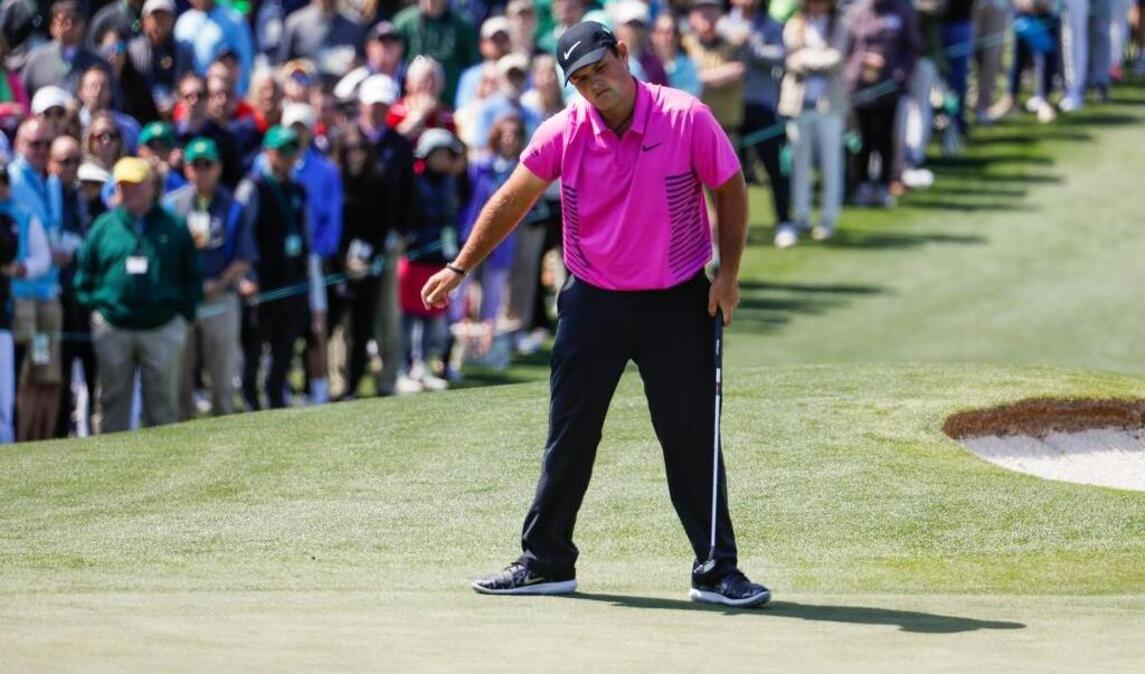 Patrick Reed reacts to a missed putt on the second hole during the fourth round at the Masters golf tournament Sunday, April 8, 2018, in Augusta, Ga.