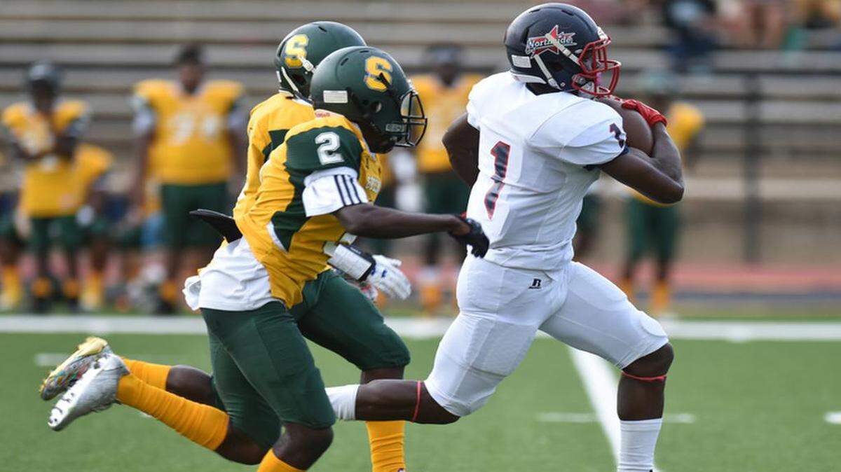 Northside running back Fred Davis (1) and the rest of the Patriots begin Region 1-4A play against Carver next Friday.