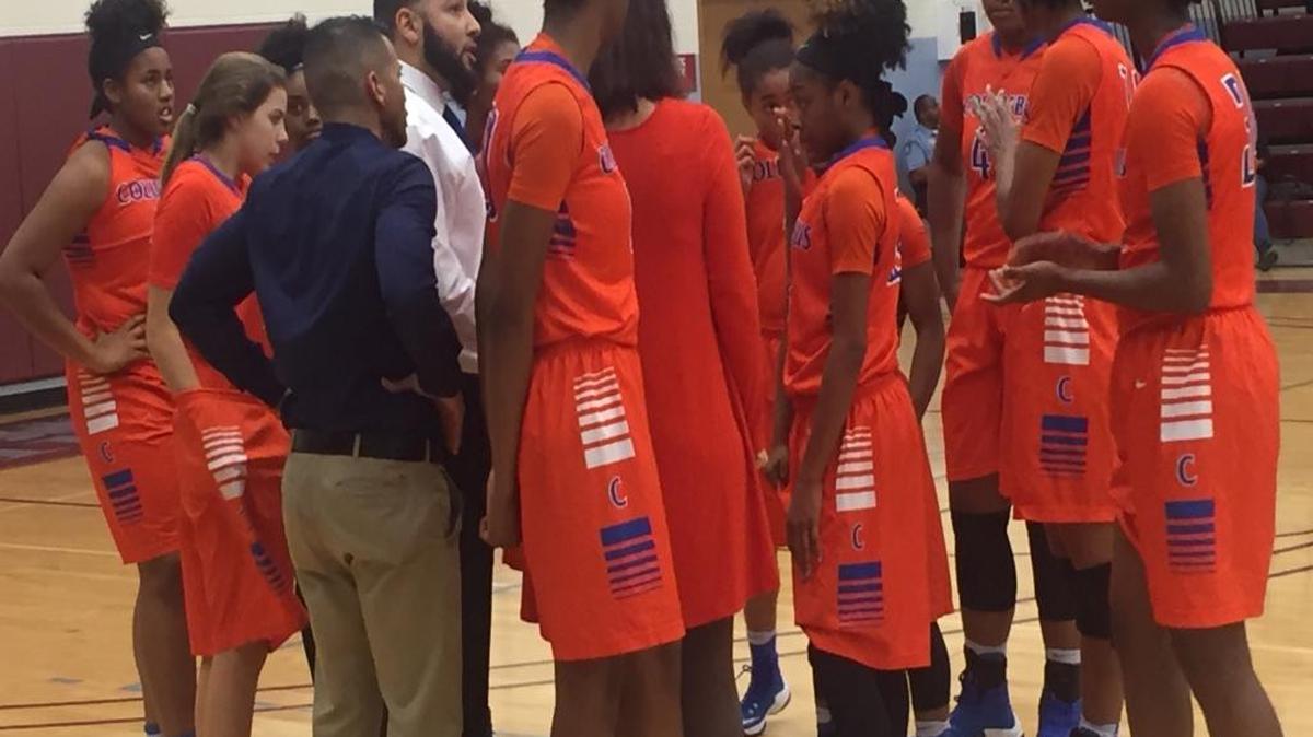 Columbus head coach Joe Cherrone discusses strategy with his team